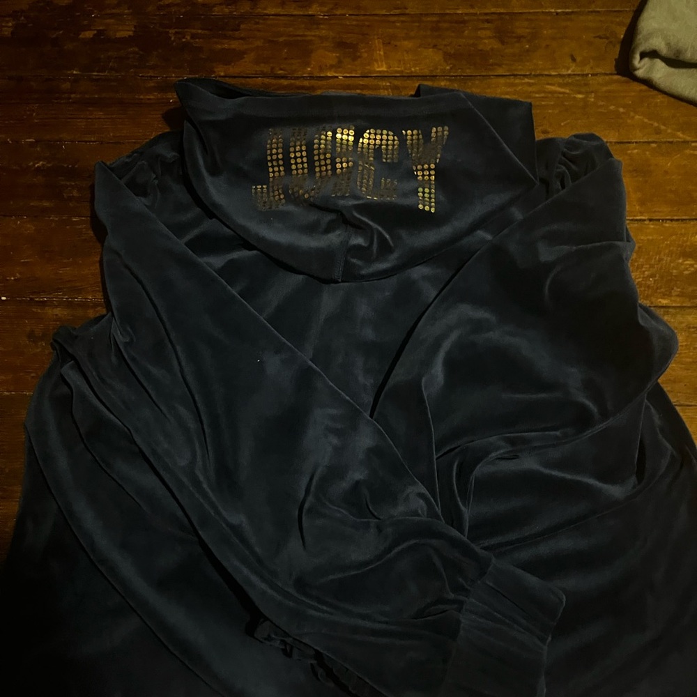 Juicy Couture Black Velour Hoodie with Red Logo Tag